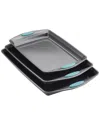 Rachael Ray Nonstick 3pc Bakeware Cookie Pan Set In Gray