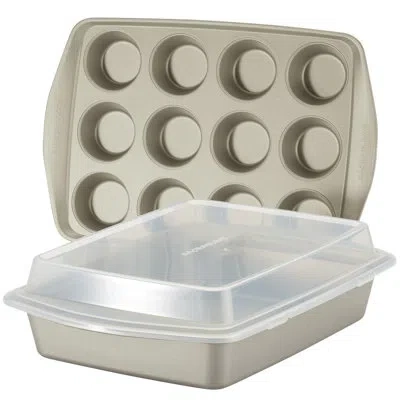 Rachael Ray Nonstick Bakeware / Baking Pans Set, 3 Piece In Silver