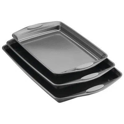 Rachael Ray Nonstick Bakeware Cookie Pans / Baking Pans Set, 3 Piece In Gray