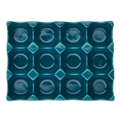 Rachael Ray Solid Glaze Ceramics Egg Tray, 12-cup In Teal