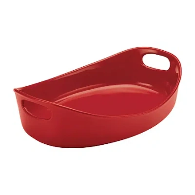 Rachael Ray Stoneware Bubble And Brown 4.5-qt. Oval Baker In Red