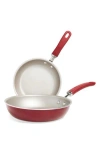 Rachael Ray Two-piece Fry Pan Set In Red