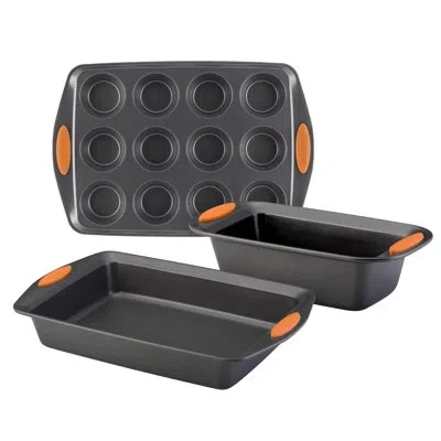 Rachael Ray Yum-o! Bakeware Oven Lovin' Nonstick Muffin, Loaf, And Cake Pan Set, 3-piece In Black