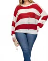 Racheal Destroyed Stitch Knit Pullover Top - Plus In Ruby Red In Multi