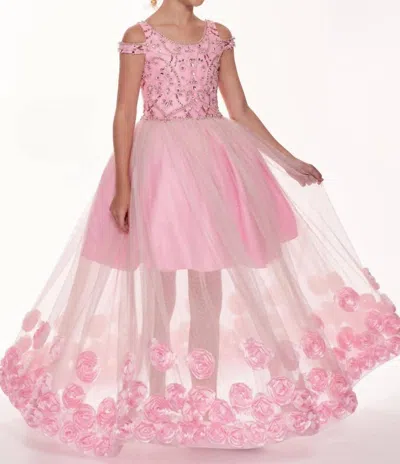 Rachel Allan Kids' 3d Glitter Tulle Dress In Pink