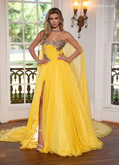 Rachel Allan 50290 Long Prom Slit Formal A Line Dress In Multi