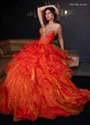 Rachel Allan 50312 Long Ball Gown Formal Prom Ruffle Dress In Orange