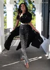 Rachel Allan 50335 Long Formal Sequin Ombre Overskirt Prom Jumpsuit In Black