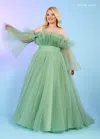 Rachel Allan 70583 Long Prom Formal Detachable Sleeve Dress In Green