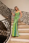 Rachel Allan 70759 Long Formal Beaded Prom Dress In Green