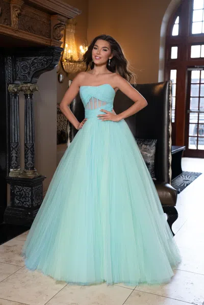 Rachel Allan 70761 Long Ball Gown Formal Pleated Prom Dress In Blue