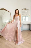 Rachel Allan 70861 Long Formal Pleted Metallic Prom Dress In Pink