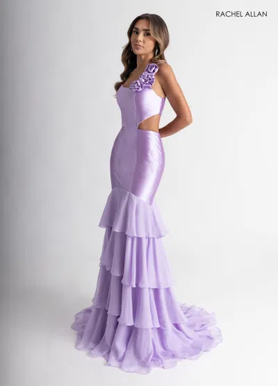 Rachel Allan 71027 Long Fitted Formal Ruffle Prom Dress In Purple