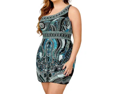 Rachel Allan Asymmetrical One Shoulder Mini Dress In Black Multi