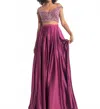 Rachel Allan Beaded Charmeuse Two-piece Gown In Deep Magenta In Pink
