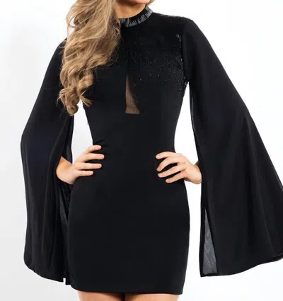Rachel Allan Beaded Jersey Sheath Dress In Black