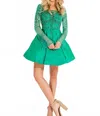 Rachel Allan Beaded Mikado Short Prom Dress In Emerald In Green