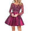 Rachel Allan Beaded Mikado Short Prom Dress In Marsala In Pink