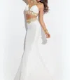 Rachel Allan Beaded Two-piece Taffeta Mermaid Gown In White/gold In White
