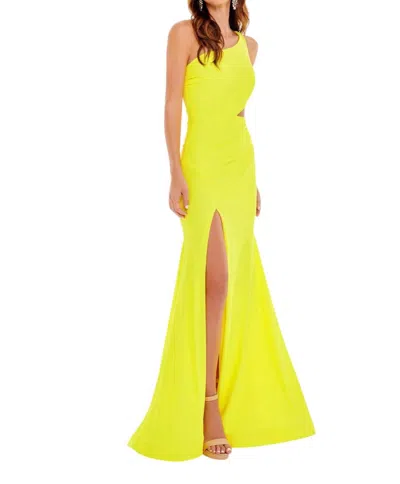 Rachel Allan Cut Out Side Prom Dress In Yellow In Blue