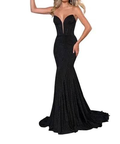 Rachel Allan Figure-hugging Strapless Prom Dress In Black