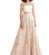 Rachel Allan Floral Sequin Two-piece Gown In Champagne In Multi