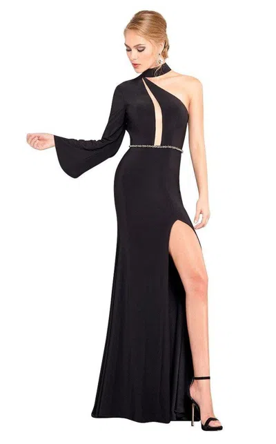 Rachel Allan Formal One Shoulder Long Dress 8313 In Black