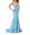 Rachel Allan Glitter Tulle Prom Dress In Powder Blue In Blue