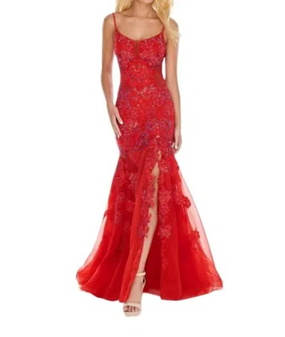 Rachel Allan Glittering Prom Dress In Red