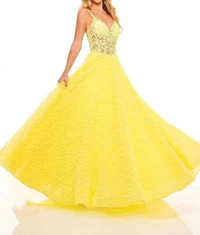 Rachel Allan Lace Bodice & Tulle Skirt Ballgown In Yellow