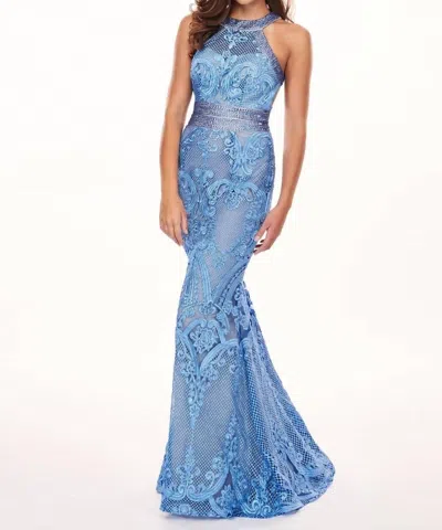 Rachel Allan Lace Halter Neck Prom Dress In Deep Periwinkle In Blue