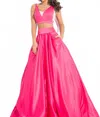 Rachel Allan Lace Matte Satin Two-piece Ball Gown In Fuchsia In Pink