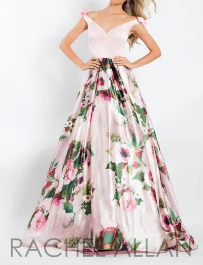 Rachel Allan Long Prom Dress In Pink In White