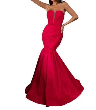 Rachel Allan Luxurious Taffeta Mermaid Prom Dress In Watermelon In Red