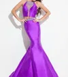 Rachel Allan Mikado Two-piece Mermaid Prom Gown In Purple In Purple