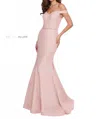 Rachel Allan Off Shoulder Horsehair Hem Prom Gown In Blush In Pink