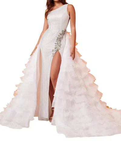 Rachel Allan One Shoulder Gown In White