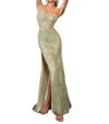 Rachel Allan One-shoulder Sheer Bodice Prom Dress In Sage In Green