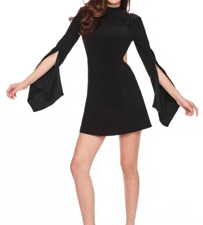 Rachel Allan Open Back High Neck Cocktail Dress In Black