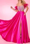 Rachel Allan Ornate Corset Cutout Prom Dress In Fuchsia Pink