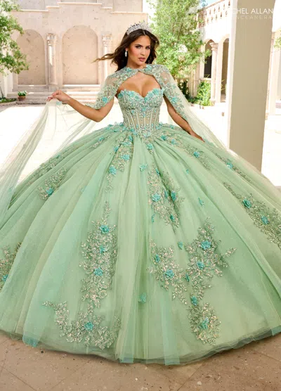 Rachel Allan Qs1155 Long Applique Ball Gown Cape Only In Green