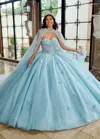 Rachel Allan Qs1162 Long Glitter Ball Gown Cape  Only In Blue