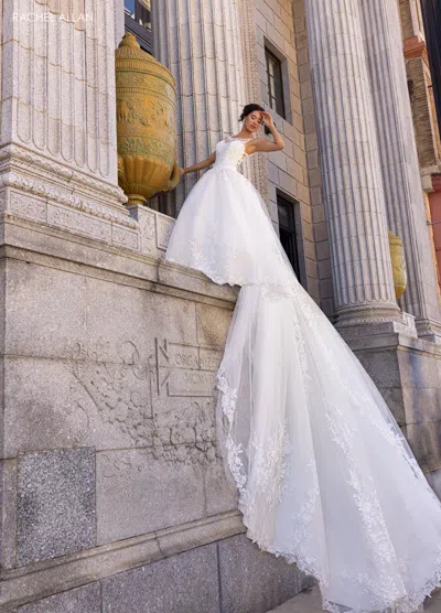 Rachel Allan Rb4210 Glitter Long A Line Applique Wedding Dress In Nude