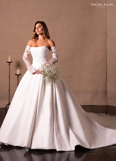 Rachel Allan Rb4221 Long Pleated Wedding Dress In White