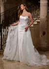Rachel Allan Rb5081 Long Glitter Detachable Train Wedding Dress In White