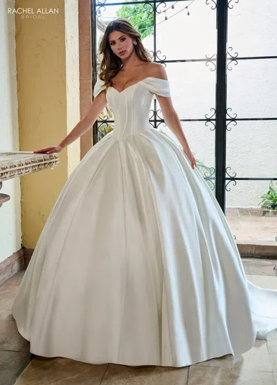 Rachel Allan Rb6162 Ball Gown Pleated Long Wedding Dress In White