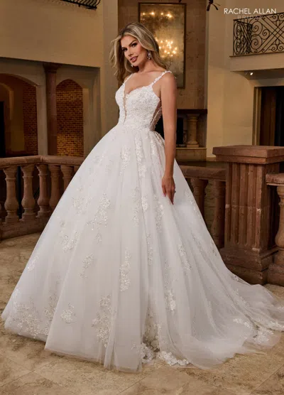 Rachel Allan Rb6171 Long Beaded Ball Gown Lace Wedding Dress In White
