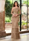 Rachel Allan Rb8174 Long Beaded Layered Formal Evening Dress In Gold