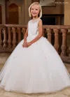 Rachel Allan Rb9168 Ball Gown Lace Applique Flower Girl Long Dress In White