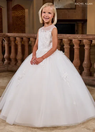 Rachel Allan Rb9168 Ball Gown Lace Applique Flower Girl Long Dress In White